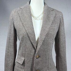 Polo Ralph Lauren Herringbone Wool Blazer Tailored Brown Heritage Jacket